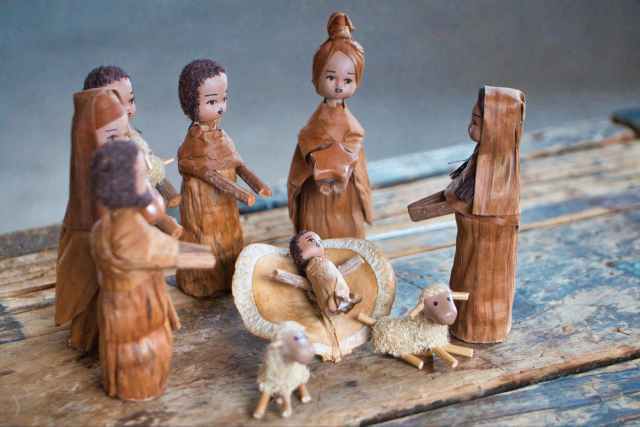 brown christmas ceramic figurines